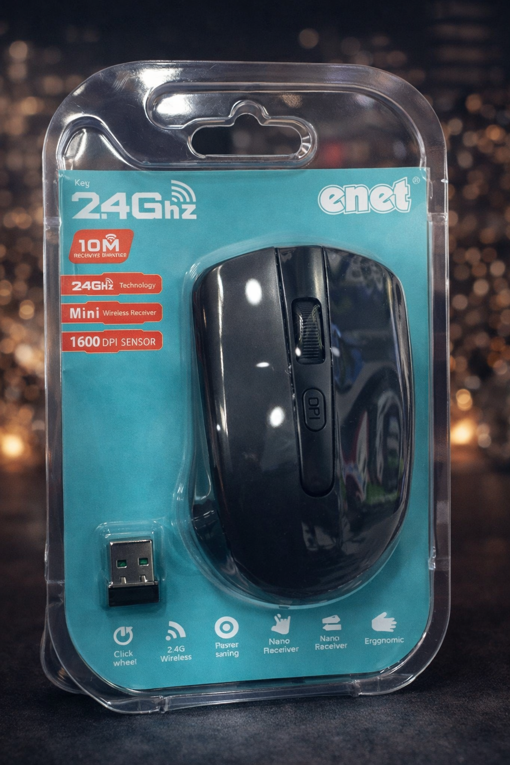 Wireless Mouse – 1600 DPI Ergonomic USB Mouse with Nano Receiver