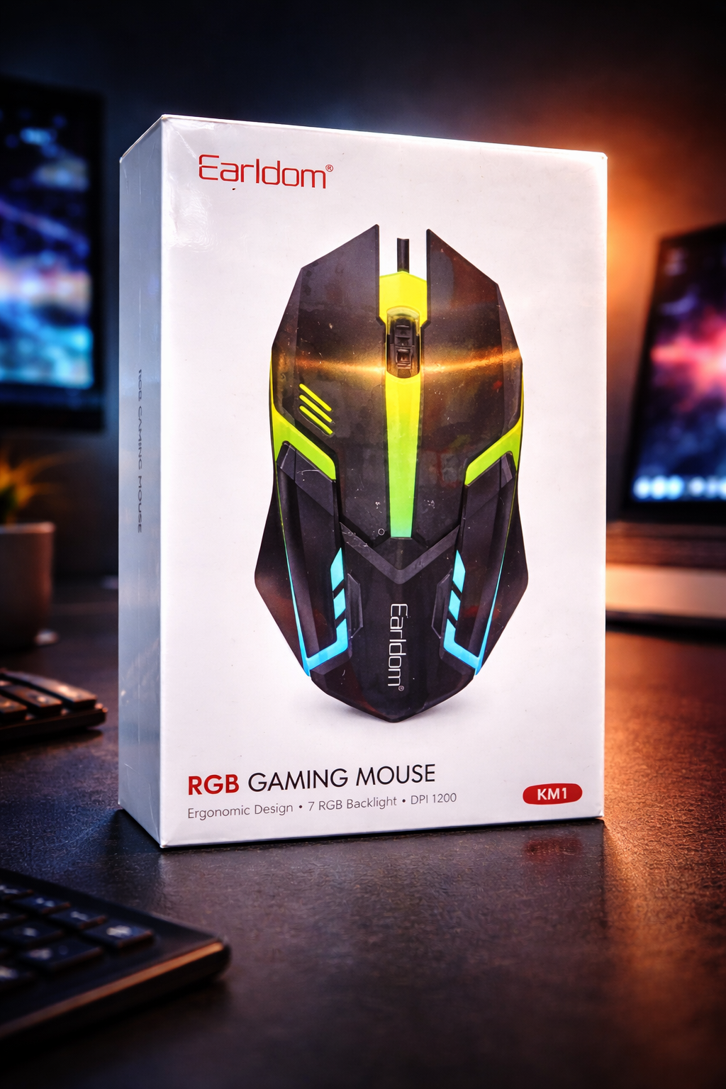 Earldom KM1 RGB Gaming Mouse – Ergonomic Design with 7 RGB Lights