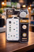 CH Extension Socket 3M Cable – 3 Way Power Strip with USB Ports (2500W Max)