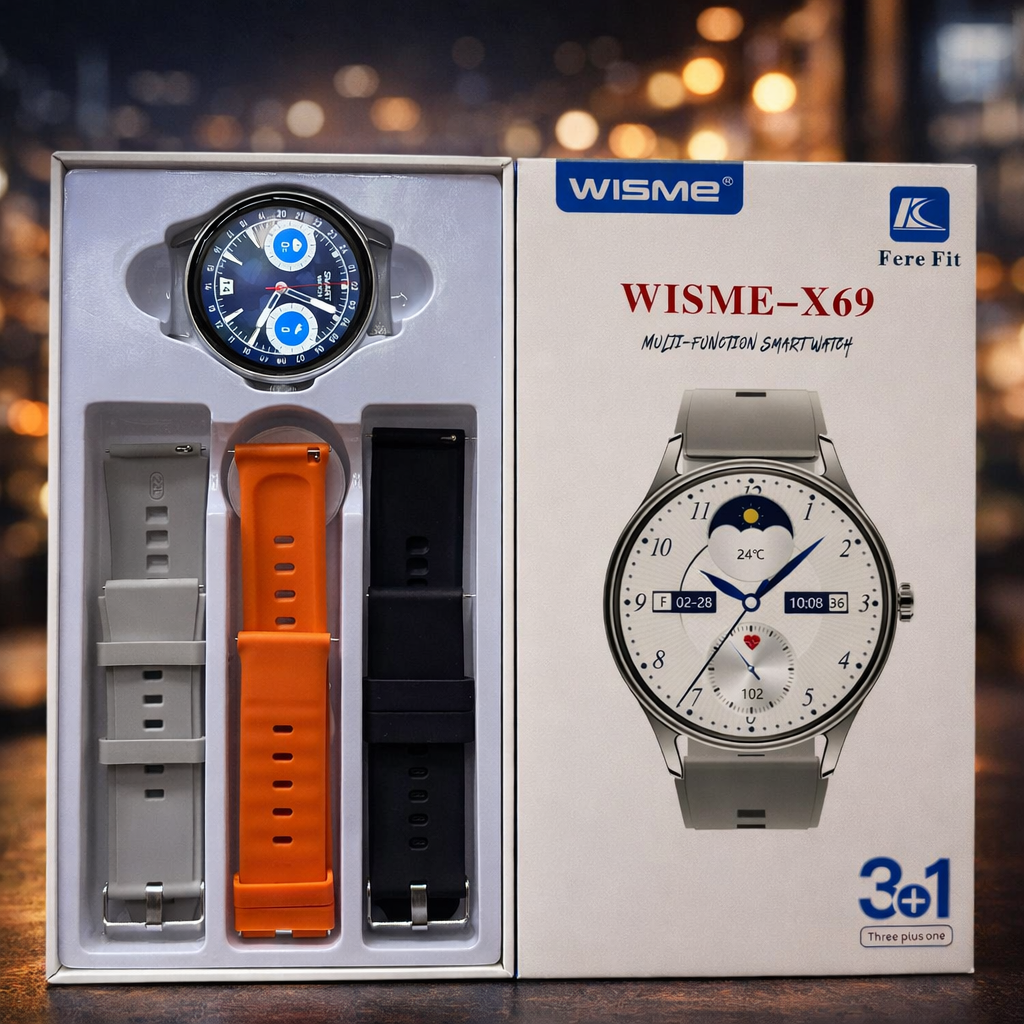 WISME X69 Multi-Function Smartwatch (3+1 Straps) | Fitness Tracker | Heart Rate Monitor | Smart Watch for Android & iOS